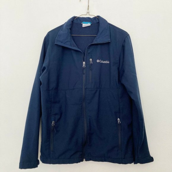 Columbia Ascender Full Zip Jacket Men's Size Medium Blue Soft Shell Zip Pockets